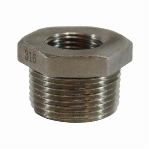 Midland Industries 63516 Reducer Hex Bushing, 1-1/4 x 1/2 in Nominal, MNPT x FNPT End Style, 150 lb, SCH 40/STD, ASTM A-351 316 Stainless Steel, Import