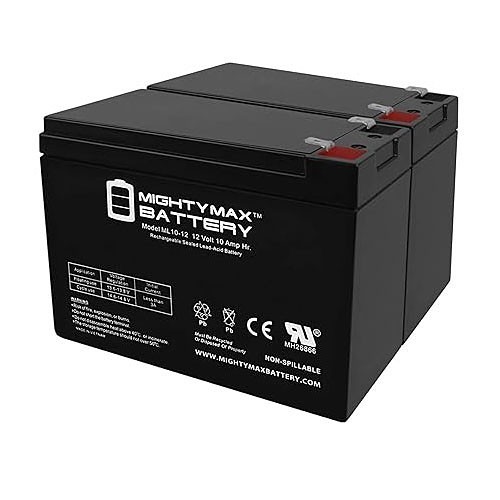 MIGHTY MAX ML10-6 Lead Acid Battery, 6 V Nominal, 10 Ah Nominal Capacity