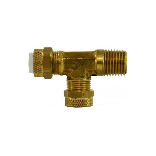 Midland Metal Manufacturing 20314 Male Run Tee, Tee, 1/2 x 3/8 in Nominal, Tube x MNPTF, Brass/Poly