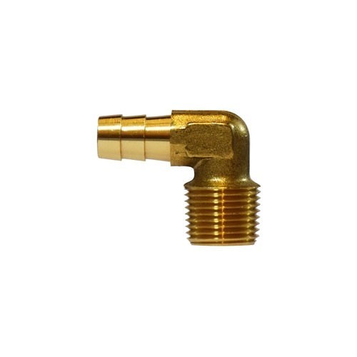 Midland Metal Manufacturing 32311 Hose Barb Elbow, 90 deg Elbow, 1/2 in Nominal, Hose x Male Pipe, Brass