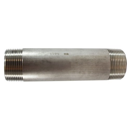 Midland Metal Manufacturing 49125 Nipple, 1-1/4 in Nominal, 4 ft Length, 316 Stainless Steel