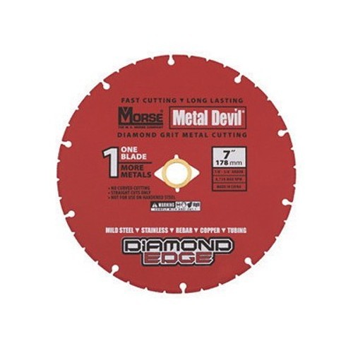 M.K. Morse® 102025 Metal Devil™ Diamond Circular Saw Blade, 7 in Dia Blade, 0.06 in W, 7/8 in KO, 5/8 in KO Arbor/Shank
