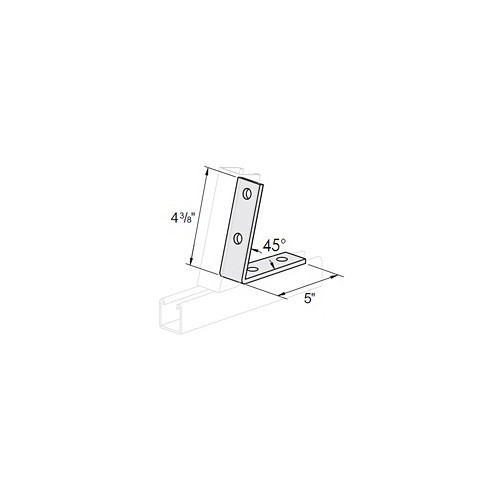 Closed Angle Connector, Number of Holes: 4, 5 in Length, 4-3/8 in Width, 45 deg Bend Angle, Steel