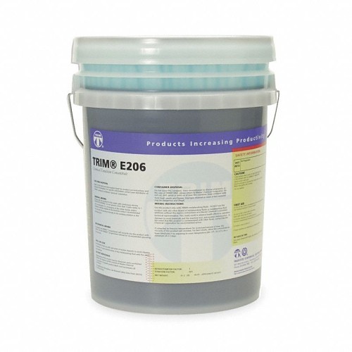 Master Fluid Solutions TRIM® E206N/5 Cutting and Grinding Fluid, 5 gal Container, Bucket Container, Dark Blue, Liquid Form, Composition: Severely Hydrotreated 64742-52-5 Petroleum Oil, Triethanolamine