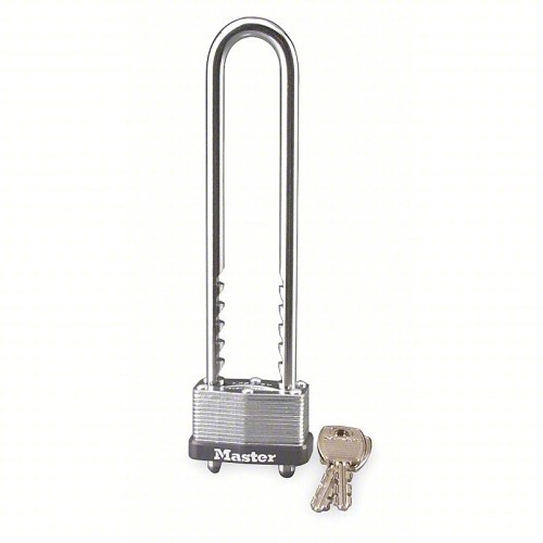Master Lock® 517KAD Padlock, Keyed Alike Key, Silver, Steel Body, 9/32 in Shackle Dia, 2-3/4 in Shackle Height, 13/16 in Shackle Width, Steel Shackle
