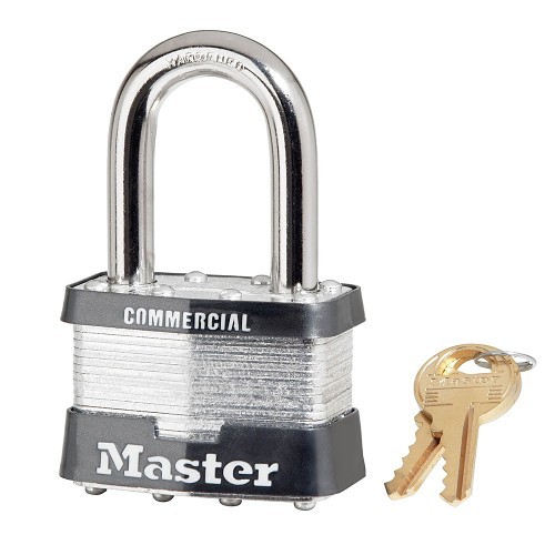 Master Lock® 5KALF-2121 Laminated Padlock, Keyed Alike Key, Steel Body, 3/8 in Shackle Dia, Silver, Ball Bearing