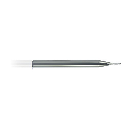 Melin Tool Company 13487 AMG Ball Nose Imperial Single End End Mill, 1/64 in Dia Cutter, 3/64 in Length of Cut, 2 Flutes, 1/8 in Dia Shank, 1-1/2 in OAL, Bright