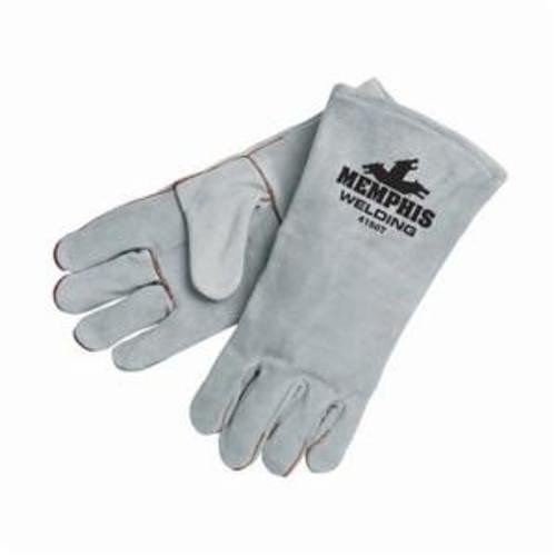 MCR Safety 4150TL Insulated Welding Gloves, Large, #9, Cow Skin Leather, Gray, Fleece Lining, Gauntlet/Rolled Cuff, 13.58 in L, 1.1 to 1.6 mm THK Glove Material