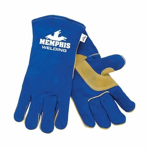 MCR Safety 4500 MCR Safety Welding 4500 Premium Grade Welding Gloves, X-Large, #10, Split Select Shoulder Cow Skin Leather, Blue, Foam Lining, Gauntlet Cuff, 13.6 in L, 1.1 to 1.6 mm THK Glove Material