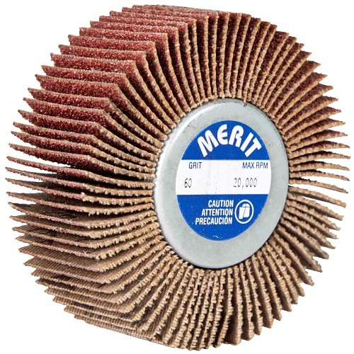 Merit® 8834135001 Super Finish Flap Wheel, 3 in Dia Wheel, 1/2 in W Face, P60 Grit, Coarse Grade, Aluminum Oxide Abrasive