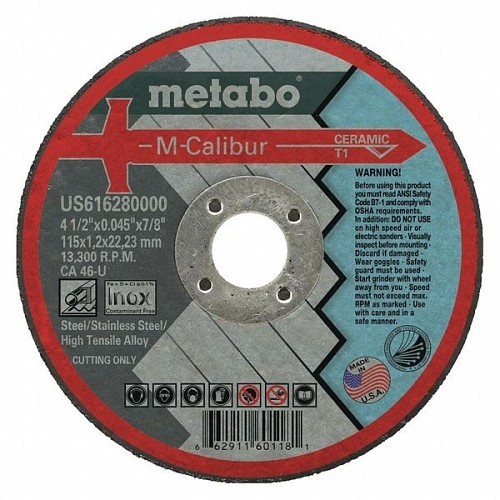 Metabo Corp Inc® US616280000 Cut-Off Wheel, 4-1/2 in Wheel Dia, 0.045 in Wheel Thickness, 7/8 in Center Hole, 46 Grit, Ceramic Abrasive