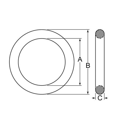 O-Ring, 2 mm Inside Dia, 4 mm Outside Dia, 1 mm Width, Buna-N, 70 Shore A Durometer