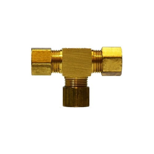 Pipe Tee, Hex, Tee, 5/16 in Nominal, Compression, Brass