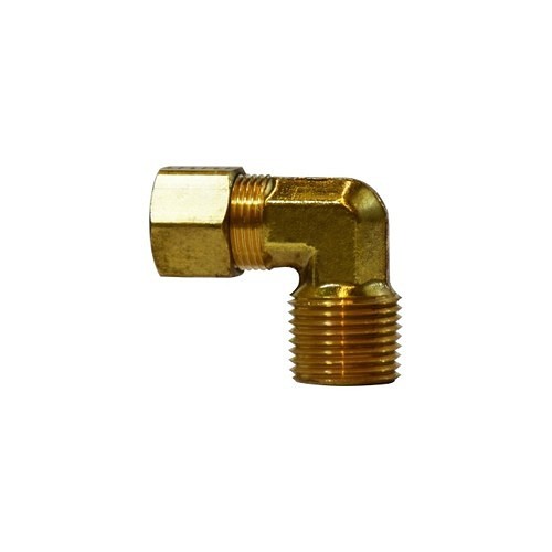 Pipe Elbow, 90 deg, Elbow, 3/8 x 1/8 in Nominal, Compression x MNPTF, Brass, Forged