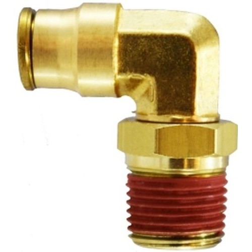 Push-In Elbow, Elbow, 1/8 x 1/8 in Nominal, Tube x MNPTF, Brass