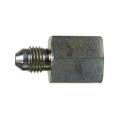 Hydraulic Connector, Straight, 1/8 in Female JIC, Steel, 37 deg