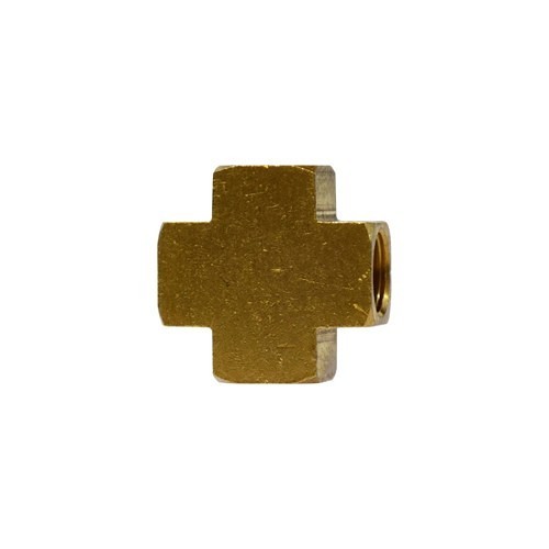 Pipe Cross, Barstock, Cross, 1/4 in Nominal, NPTF, Brass