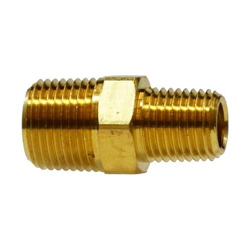 Reducing Nipple, 3/8 x 1/8 in Nominal, 1.22 in Length, Brass, NPTF