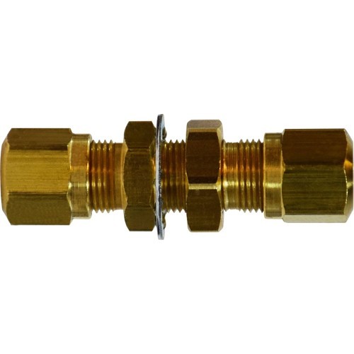 Air Brake Union, Bulkhead, Union, 1/4 in Nominal, Tube, Brass, 150 psi, -40 to 200 deg F