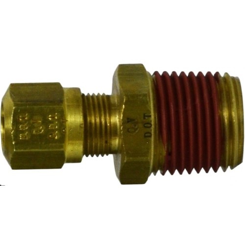 Air Brake Adapter, Adapter, 1/4 x 1/8 in Nominal, Tube x MNPTF, Brass, 150 psi, -40 to 200 deg F