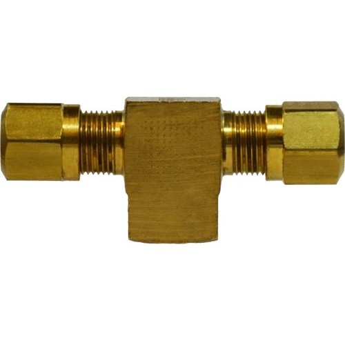 Air Brake Branch Tee, Branch Tee, 3/8 x 3/8 x 1/4 in Nominal, Tube x Tube x FNPTF, Brass, 150 psi, -40 to 200 deg F