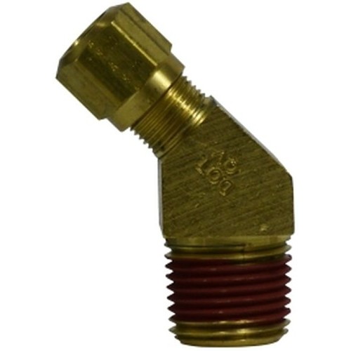 Air Brake Elbow, Elbow, 3/4 x 1/2 in Nominal, Tube x MNPTF, Brass, 150 psi, -40 to 200 deg F