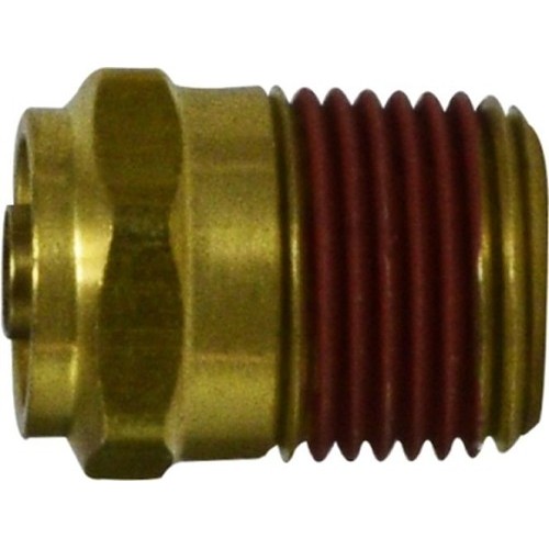 Tube to Pipe Adapter, Adapter, 3/8 x 1/2 in Nominal, Tube x MNPTF, Brass, 150 psi, -40 to 200 deg F