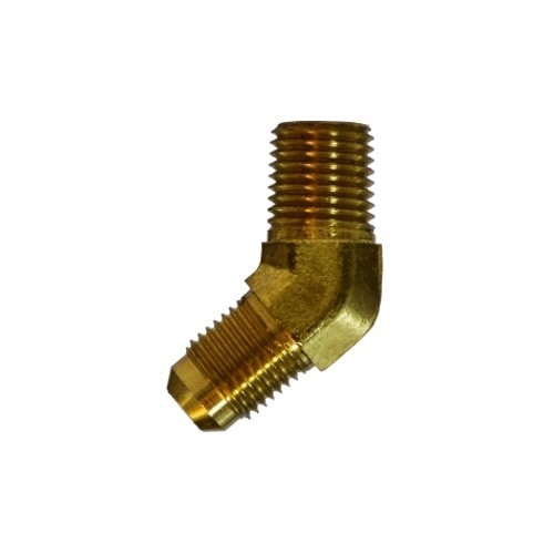 Midland Industries MIDCO 28728F 45 deg Forged Elbow, 1/2-20 x 1/4 in Nominal, JIC 37 Deg Flare x MNPT, Brass