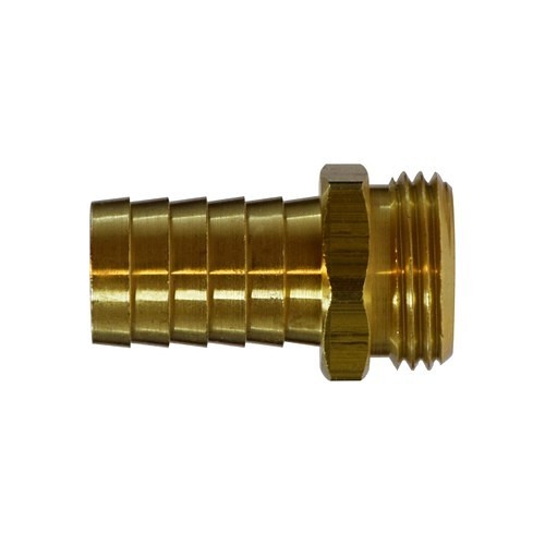 Midland Industries MIDCO 30040 Male Swivel Adapter, Straight, 1/2 x 3/4 in Nominal, Hose Barb x Male Garden Hose, Brass