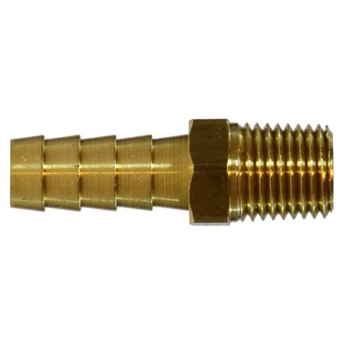 Midland Industries MIDCO 32027 Rigid Male Adapter, Straight, Adapter, 1/4 x 1/8 in Nominal, MNPTF x Hose Barb, Brass