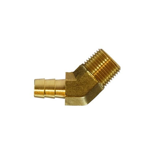 Midland Industries MIDCO 32114 45 Deg Elbow, 45 deg Elbow, 3/8 x 1/2 in Nominal, MNPTF x Hose Barb, Brass
