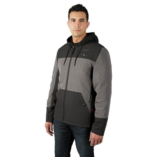 Milwaukee® 205G-212X Hooded Jacket, Gray, Polyester, 46 in Chest, Resists: Wind and Water, 2X-Large