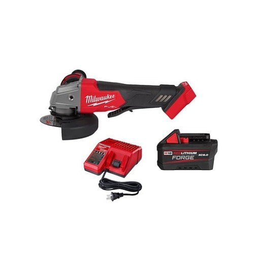 Milwaukee® 2880-21F Brushless Cordless Angle Grinder, Kit, 5 in Wheel Dia, 18 V, Lithium-Ion Battery, 1 Number of Batteries Included, Paddle Switch