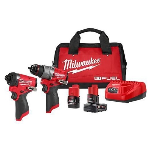 Milwaukee® 3497-22 M12 2-Tool Combination Kit, Tools: Hammer Drill, Impact Driver, 12 VDC, 2.0, 4.0 Ah Battery M12™ REDLITHIUM™ Battery