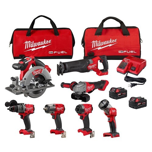 Milwaukee® 3697-27 7-Tool Cordless Combo Kit, M18 Fuel™ 18-Volt Lithium-Ion Brushless Cordless Tools,