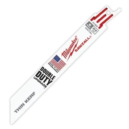 Milwaukee® 48-01-6186 Cut-Off and Grooving Blade, Thin Kerf, Series: SAWZALL, Bi-Metal, 6 in Tool Length