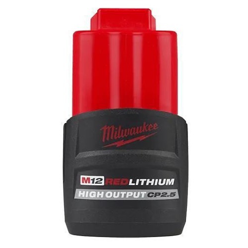 Milwaukee® 48-11-2425 M12 Battery, 2.5 Ah Battery Lithium-ion Battery, 12 V Charge, For Use With Milwaukee 12V Cordless Tools