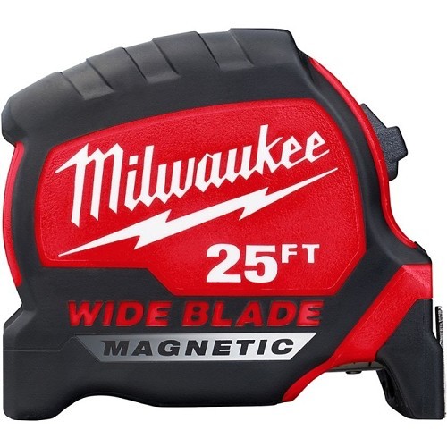 Milwaukee® 48-22-0225M Tape Measure, 25 ft Blade Length, 1-5/16 in Blade Width, Steel Blade, Graduations: 1 ft, 1/16 in, 1/2 in, 1/4 in, 1/8 in