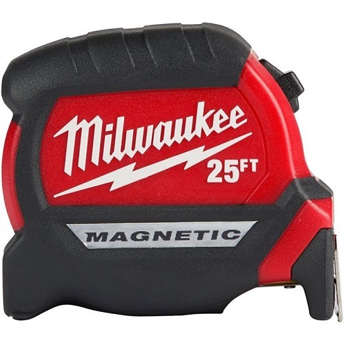 Milwaukee® 48-22-0325 Tape Measure, 25 ft Blade Length, 1 in Blade Width, Steel Blade, Graduations: 1 ft, 1/16 in, 1/2 in, 1/4 in, 1/8 in