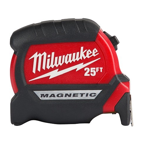 Milwaukee® 48-22-0325G Tape Measure, 25 ft Blade Length, 2.33 in Blade Width, Nylon Blade