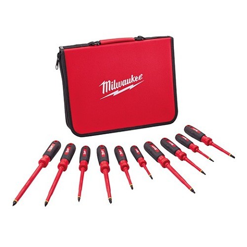 Milwaukee® 48-22-2210 Screwdriver Set, Metric, 10 Piece, Yes Insulated, IEC 60900:2012 ; ASTM F1505-10; NFPA 70E Specifications Met, Plastic