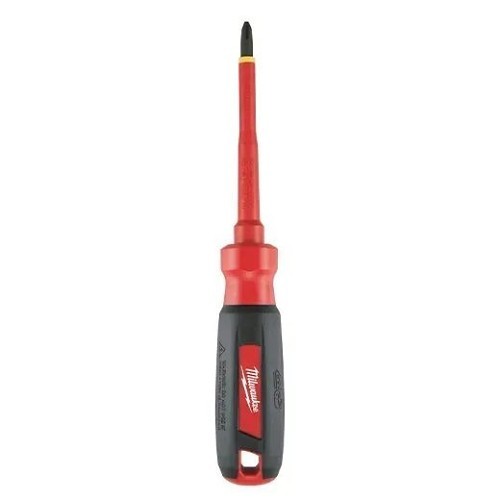 Milwaukee® 48-22-2212 Insulated Screwdriver, Phillips Point, #2 Point, Alloy Steel Shank, 8 in Overall Length, Plastic Handle, IEC 60900:2012, ASTM F1505-10, NFPA 70E, OSHA, VDE, GS Certified, Yes, No, No