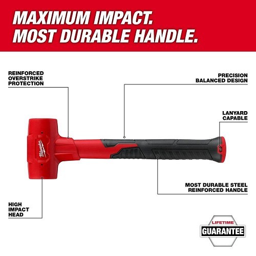 Milwaukee® 48-22-9151 Dead Blow Hammer, 14.75 in Overall Length, 48 oz Head, Polyurethane Head, Steel Handle