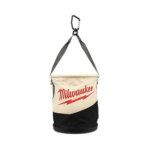 Milwaukee® 48-22-8270 Adjustable Heavy Duty Utility Bucket, 14.57 in H x 11.81 in W x 11.81 in D, 2 Pockets, Canvas, Black/Tan