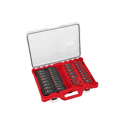 Milwaukee® SHOCKWAVE Impact Duty™ 49-66-6805 Socket Set, 3/8 in Drive, 36 Pieces, Included Socket Size: 1/4 in, 9/32 in, 5/16 in, 11/32 in, 3/8 in, 7/16 in, 1/2 in,  9/16 in, 5/8 in, 11/16 in, 3/4 in, Chrome Molybdenum Steel