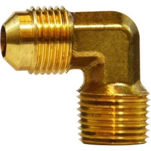 Midland 10298 Pipe Fitting, 1/2 x 1/4 in Nominal, SAE 45 deg Flare Male x Male 90 deg Elbow, Brass