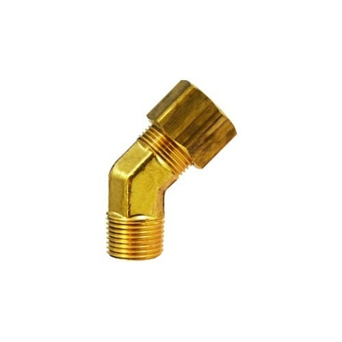 Midland 18333 Compression 45 Deg Elbow, Elbow, 3/8 x 1/4 in Nominal, Male x NPTF, Brass