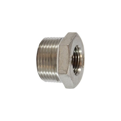 Midland 62500 Hex Bushing, MNPT x FNPT, 1/4 x 1/8 in Nominal, 150 psi, 304 Stainless Steel