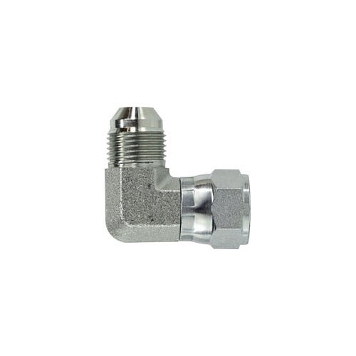 Midland 6500-6 Hydraulic Elbow, 9/16-18 in Nominal, 37 deg Male Flare x 37 deg Female Swivel, Steel, Domestic