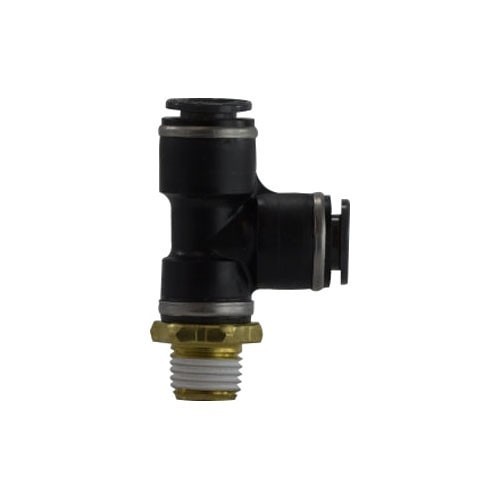 Midland 710604SC Male Run Tee, Tube x MNPT, 3/8 in x 1/4-18 Nominal, Polybutylene Terephthalate, Brass Body